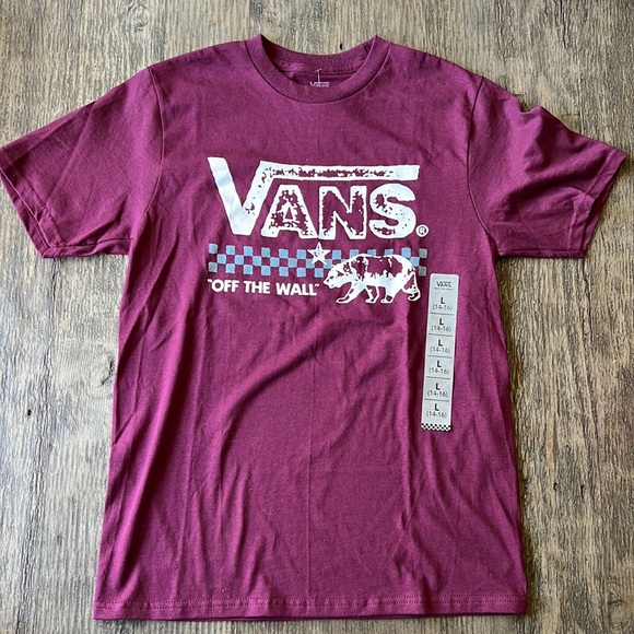 Vans Other - Vans boys short sleeve shirt-maroon w/ white Vans Off The Wall. Sz: Boys L. NWT